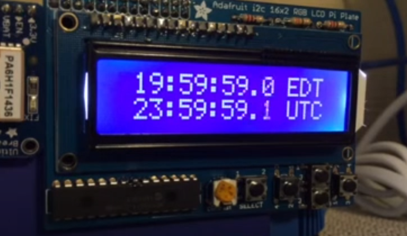Clock showing EDT and UTC